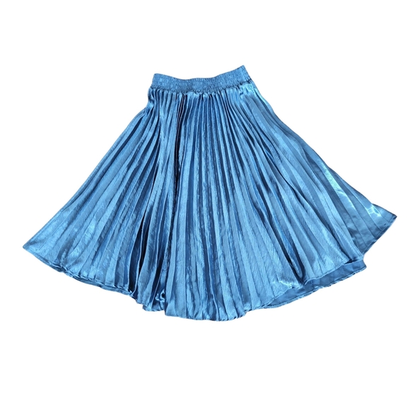 HD in Paris Blue Satin Pleated Skirt XS/S - Picture 7 of 9